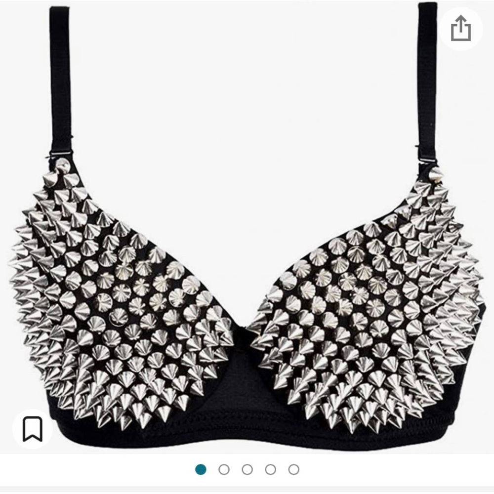 Black and silver spiked bra